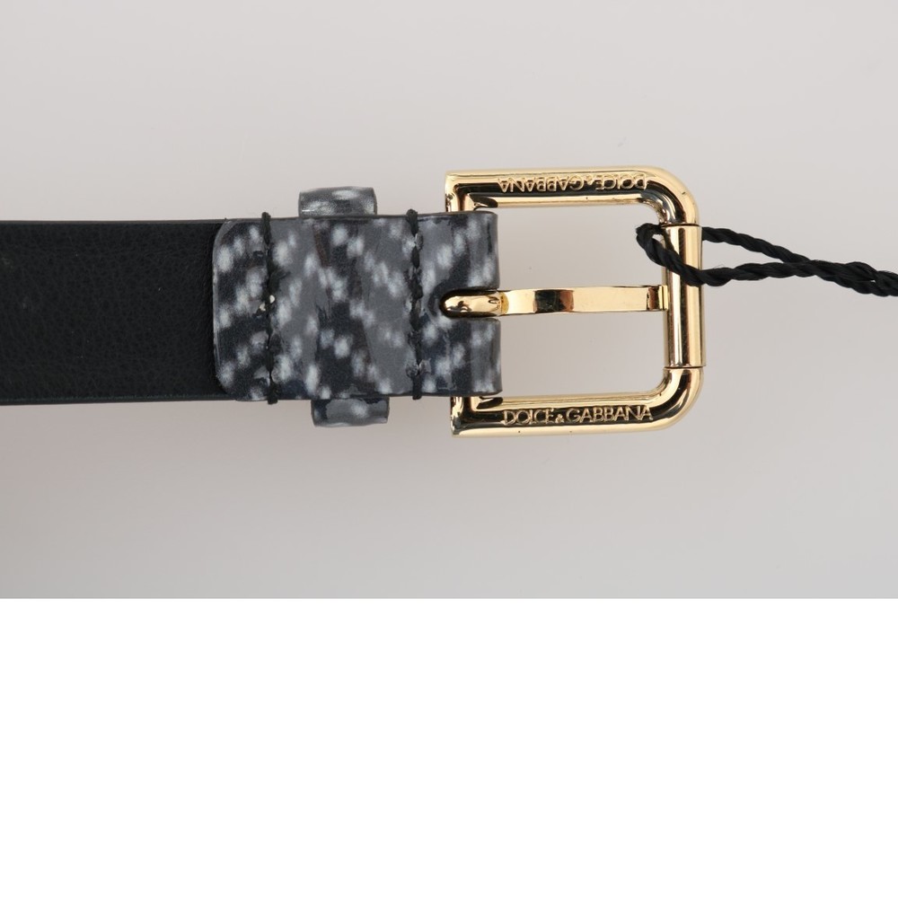 Dolce & Gabbana Black White Chevron Pattern Leather Belt - Picture 5 of 6